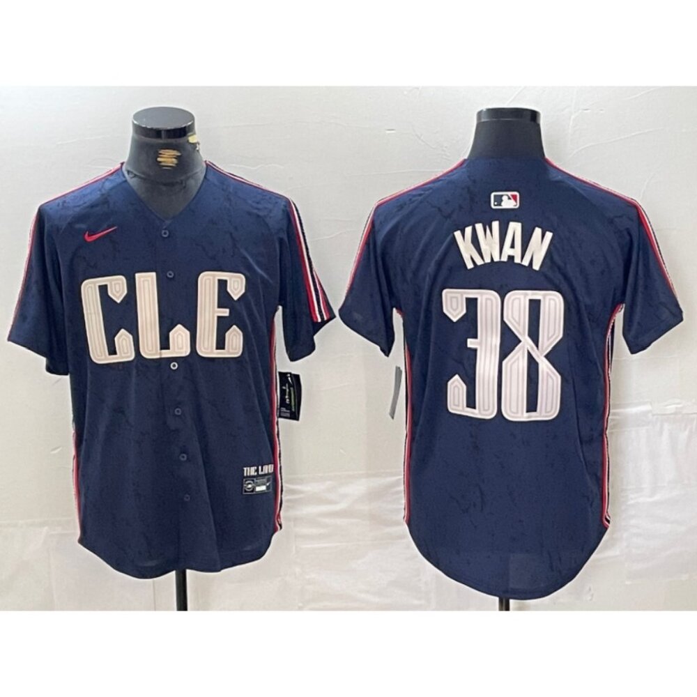 #38 Steven Kwan Navy Stitched Jersey